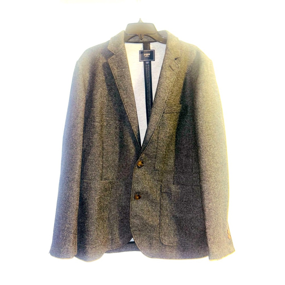 J Crew Men’s Black Gray Long Sleeve Blazer Coat Top Large Sports Coat